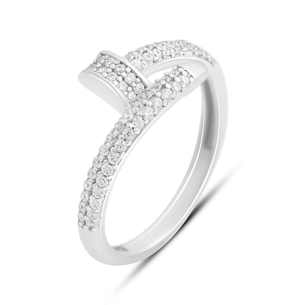 Серебряное кольцо с фианитами, вес изделия 2,15 гр (2200963)