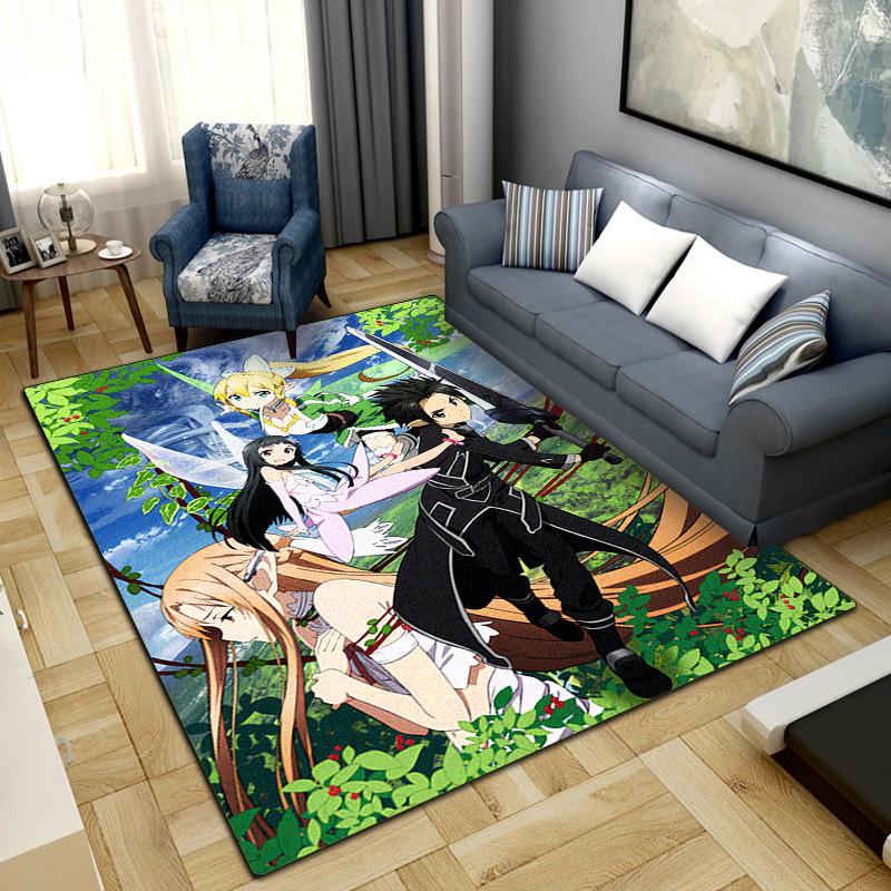 Ковер Sword Art Online Большой ковер Нескользящий Моющийся коврик для пола Игровая комната Спальня Домашний декор LXR87