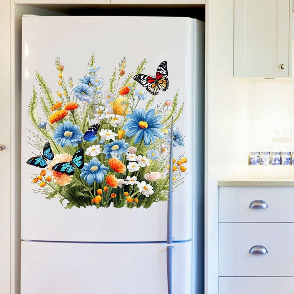 Self-Adhesive Butterfly Flower Toilet Stickers Mildew-proof Toilet Lid Decals Bedroom