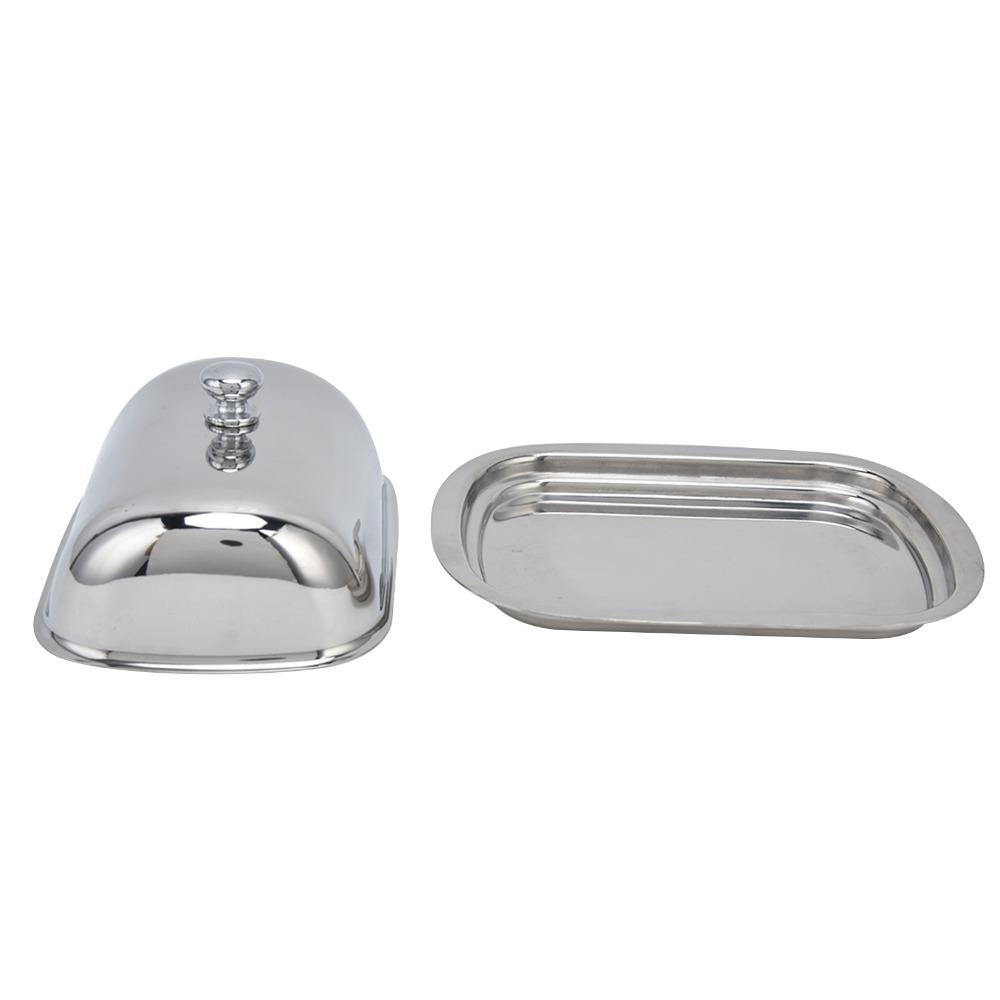 304 Stainless Steel Butter Dish With Lid With Handle Metal Cheese Tray Daily Dessert Serving