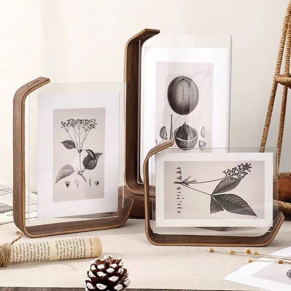 Прозрачная деревянная фоторамка для дисплея, износостойкий держатель для фотографий, декор для домашней спальни