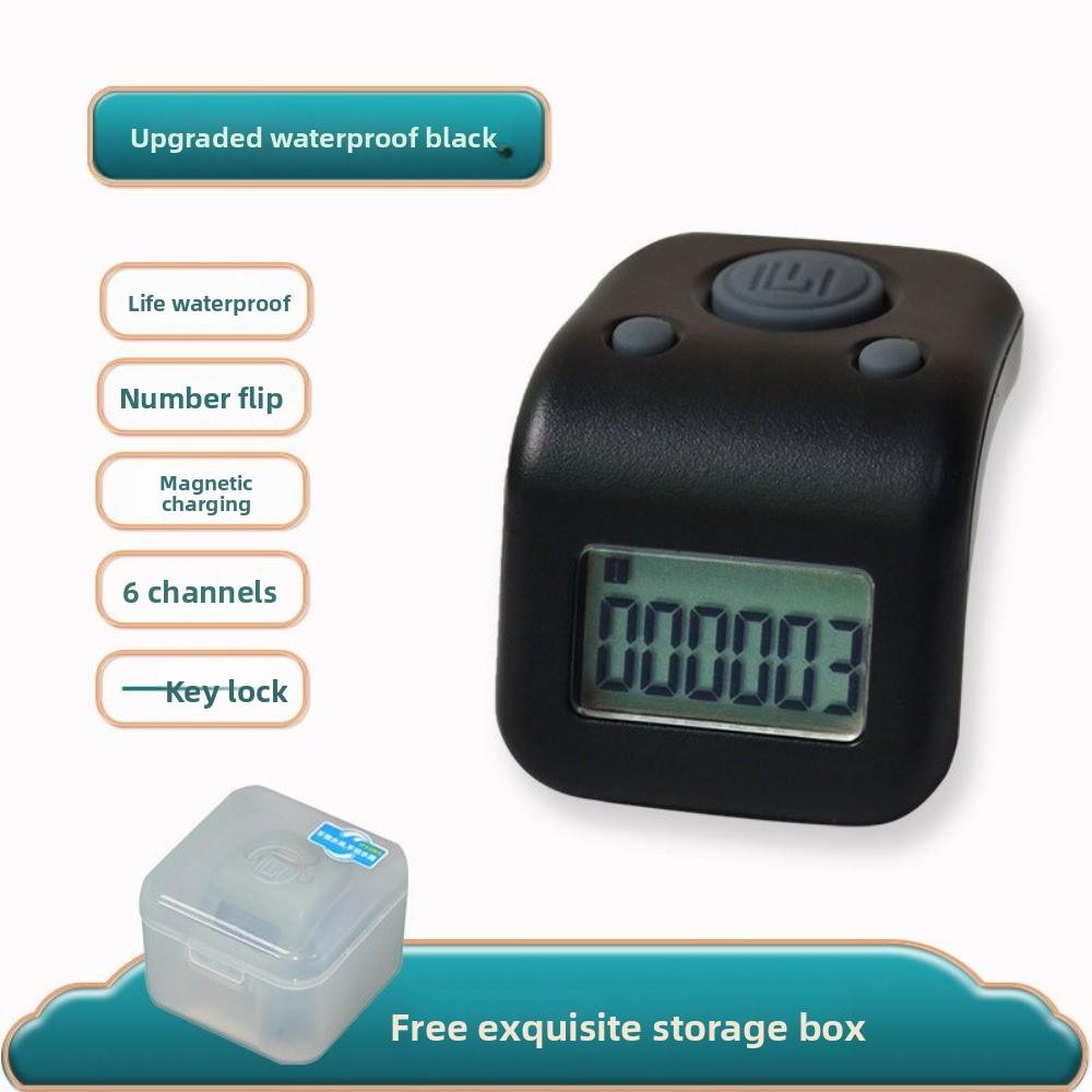 Portable Waterproof Lap Counter Rechargeable with Led Display Finger Counters 6 Digits Number Tally Clicker for Swim Laps