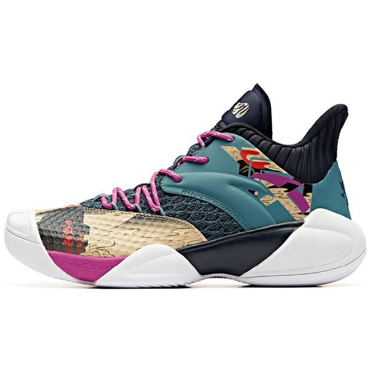 Anta Модные удобные амортизирующие нескользящие износостойкие баскетбольные кроссовки средней высоты мужские кроссовки желто-зеленые фиолетовые 11931605-12