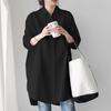 Women Cotton Blouse Casual Long Shirt White Back Tops Autumn  Long Sleeve Turn Down Collar Solid Loose Clothes Blusas 29575