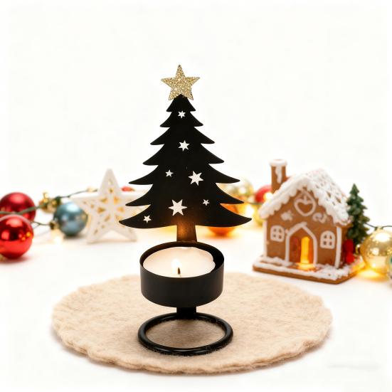 Металлический подсвечник в виде рождественской елки, маленький подсвечник в форме дерева, праздничный настольный центральный элемент для украшения дома, полки, камина