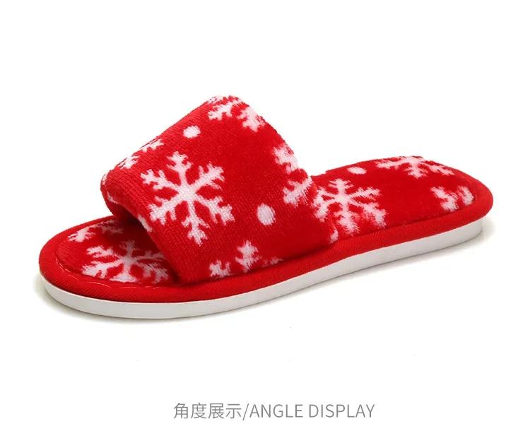 Простые тапочки в виде рождественской елки для дома 2025 года, осень-зима, новые удобные туфли из хлопка на плоской подошве, трендовая теплая повседневная обувь для вечеринок