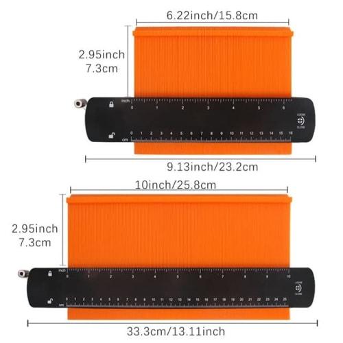 Contour Gauge, Woodworking Profiler, Multi-Function Copy Ruler, Measuring Tool, DIY Scribing Tool, Surveying Supplies (Size: 10 inches)