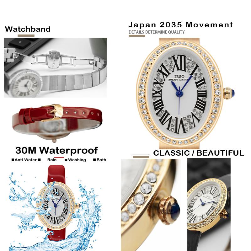 Luxury Brand Woman Watch Red Leather Fashion Oval Waterproof Female Hand Clock Business Elegant Ladies Steel Watches Golden