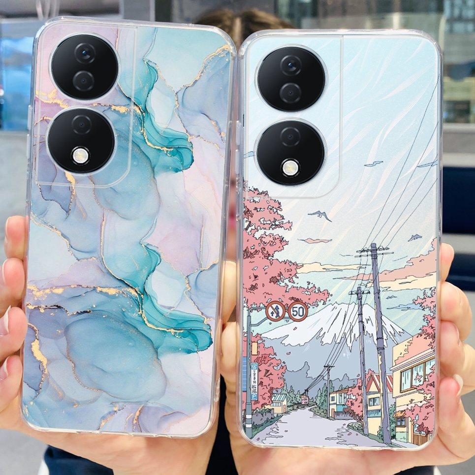 For Cover Honor X7b 5G Case For Honor X8B 4G Love Heart Women Fashion Luxury Pattern Housing Etui Huawei HonorX8b Soft Clear TPU