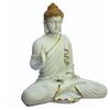 Скульптура медитирующего Будды из смолы | Домашний декор | Статуэтка идола Мурти | Тибетская буддийская статуя - высота 14 дюймов - большой размер (белый)