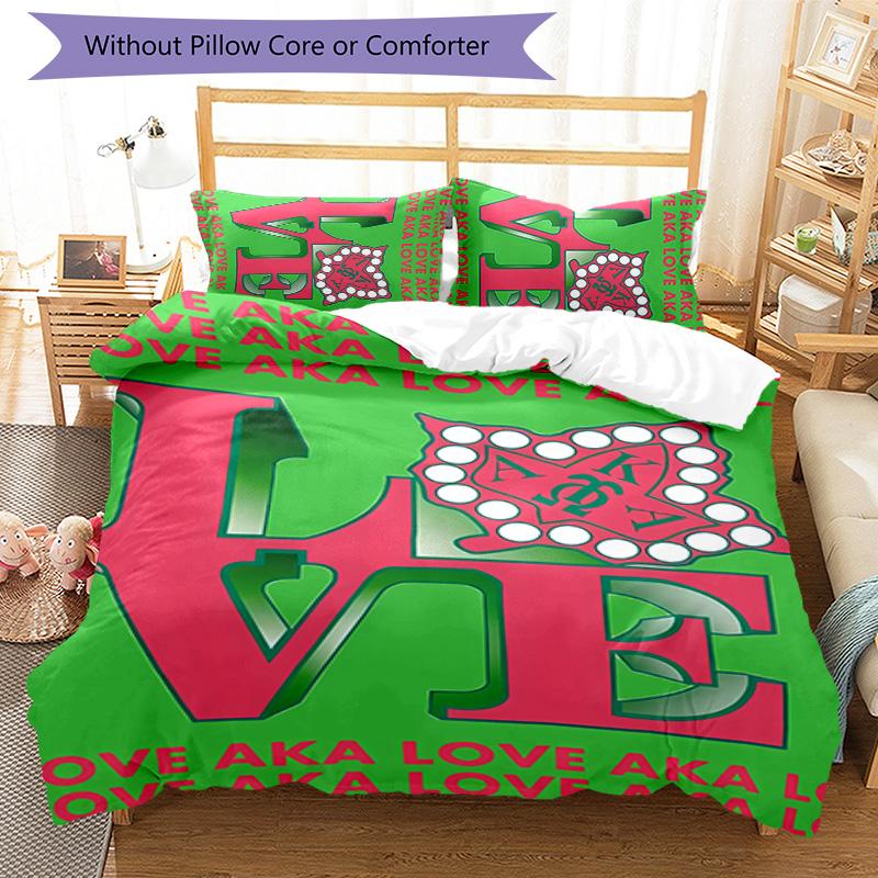 3pcs AKA logo1 pattern bedding set duvet cover set includes duvet cover &pillowcases, perfect all season bedroom decoration & gift