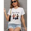 Футболка с круглым вырезом и парижским принтом, летняя и весенняя футболка с коротким рукавом в стиле кэжуал, женская одежда