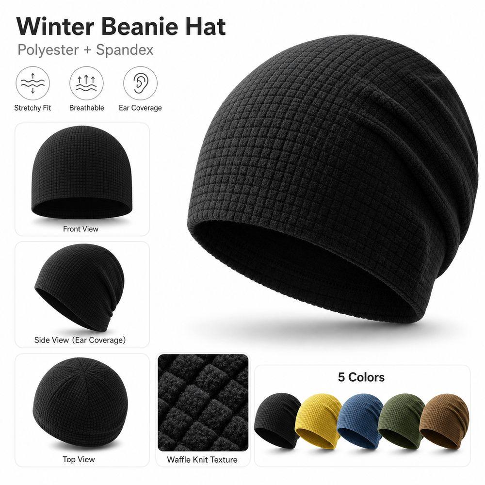Windproof Winter Ski Hat Stretchy Breathable Cold Weather Hat New Windproof Beanie Commuting