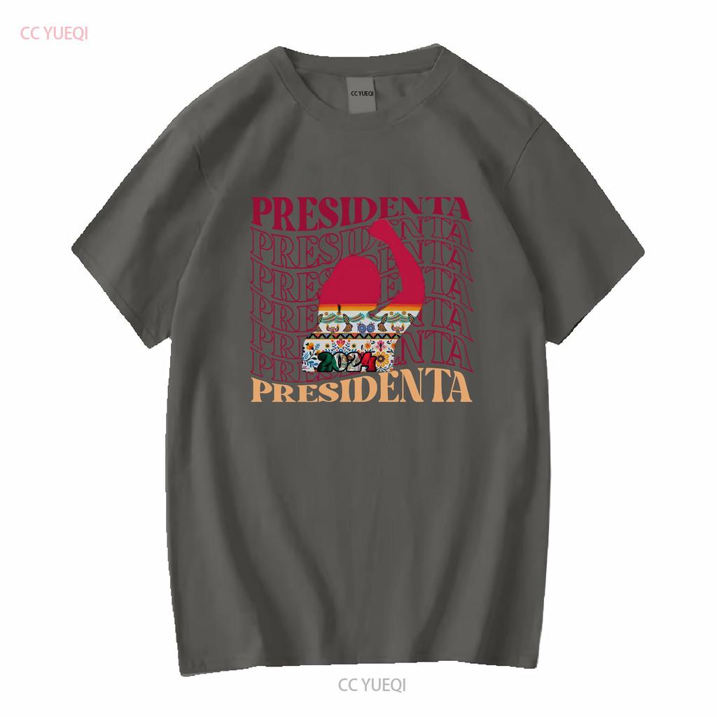 Claudia Sheinbaum T shirt Mexican shirts AMLOVER President of Mexico 2024 Woman long or short sleeves vintage Washed Versatile