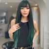 HAIRCUBE Длинные прямые темно-зеленые синтетические парики Косплей волосы с челкой Женские парики Ежедневное использование Термостойкие парики