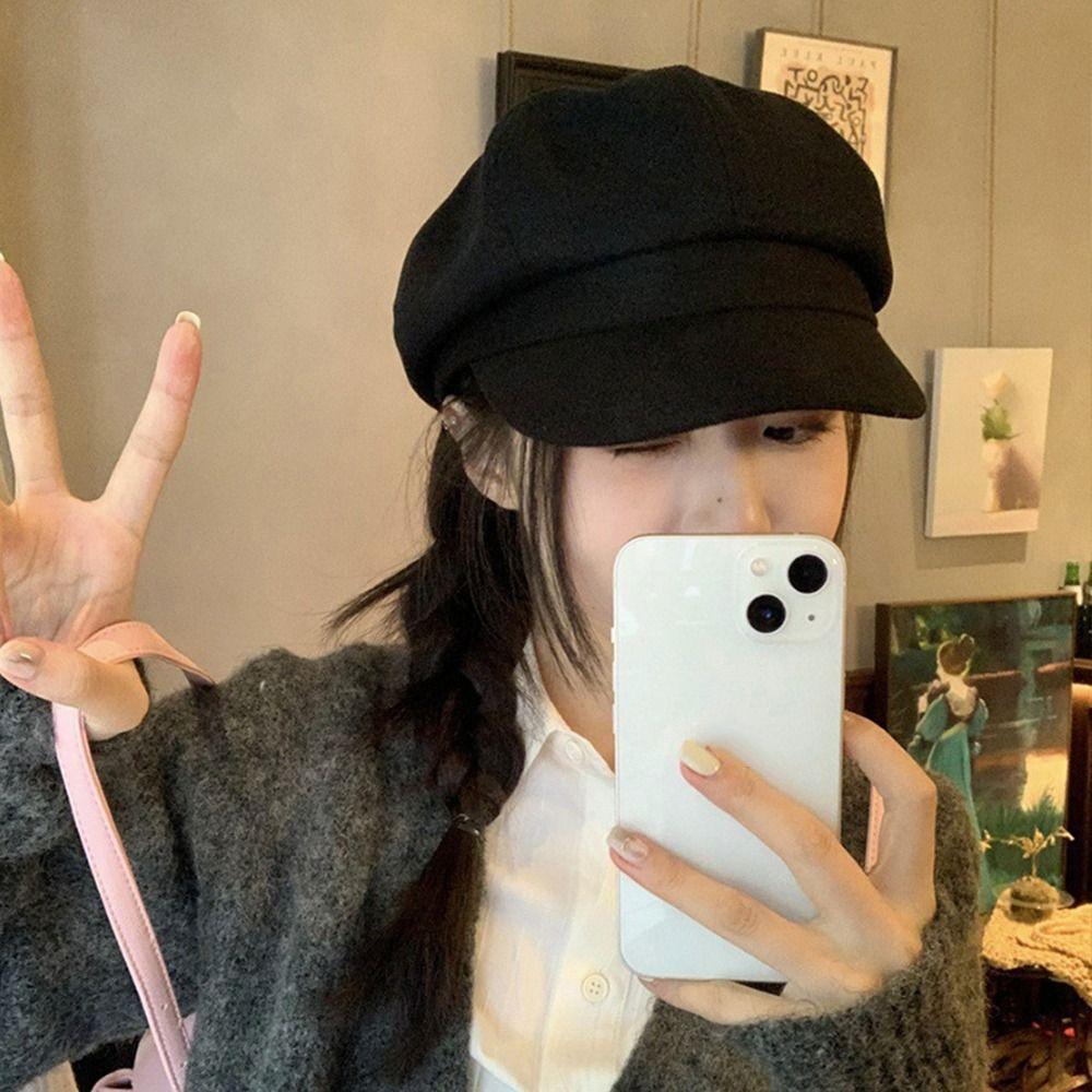 Корейский стиль Ретро Берет Шляпа Восьмиугольная Шапка Художника Мода Винтаж Кепка Газетчика Девушки