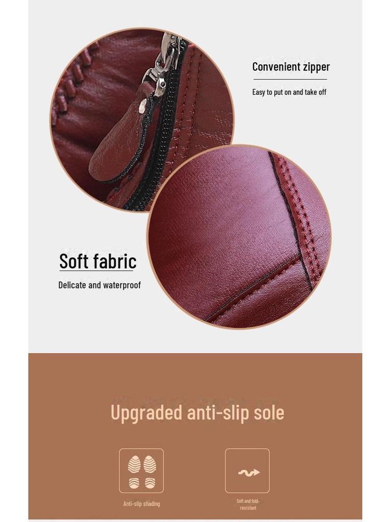 Женские зимние ботинки: Теплая зимняя обувь из смеси шерсти и хлопка с бархатной подкладкой и мягкой подошвой для людей среднего и пожилого возраста