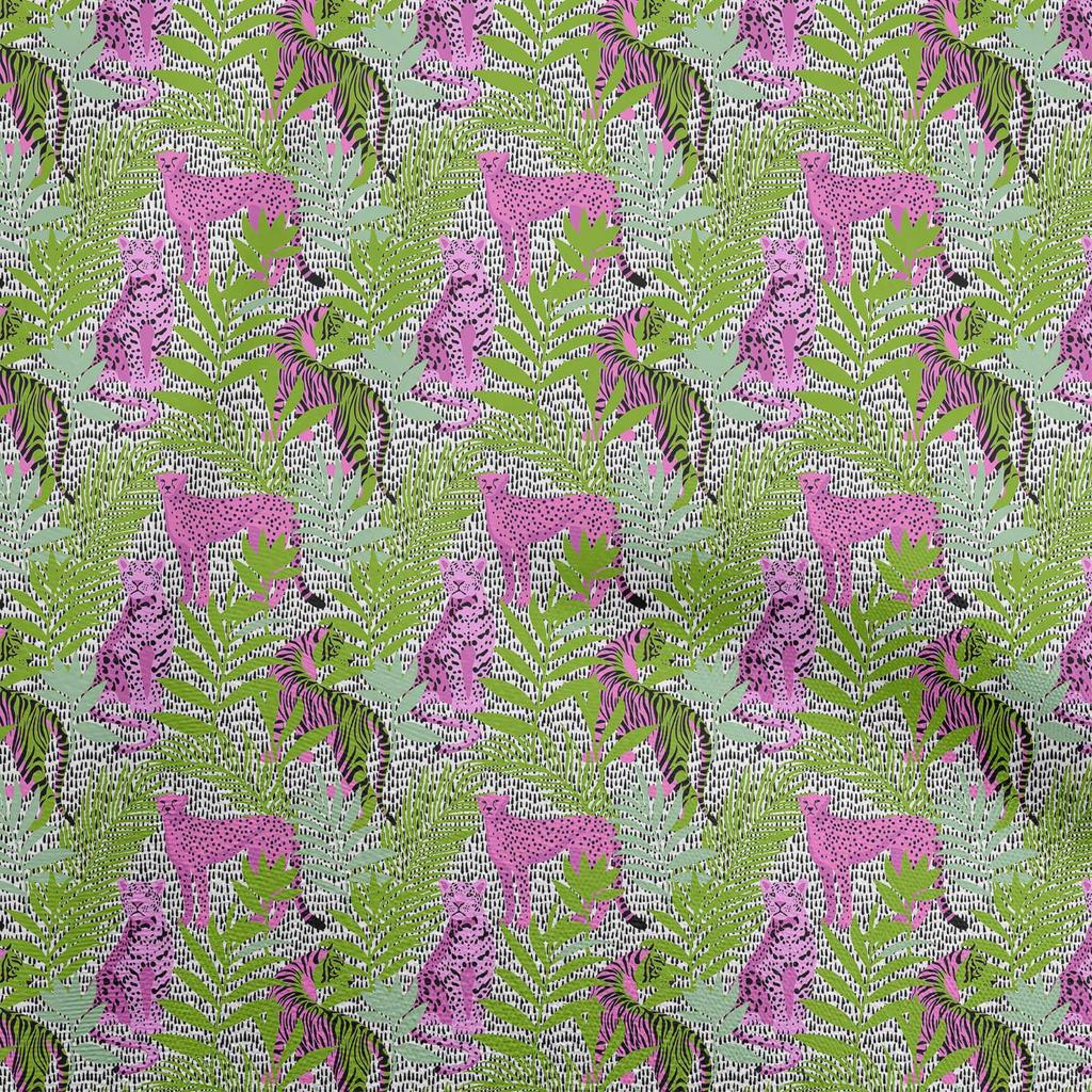 oneOone Ткань Cotton Flex темно-зеленого цвета с тропическими листьями и рисунком животных в одежде Материал Ткань с принтом Ткань от The Yard 40 дюймов