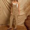 Women's Solid Color Corduroy Wide Leg Overalls Sleeveless Vest Pocket Casual Jumpsuit