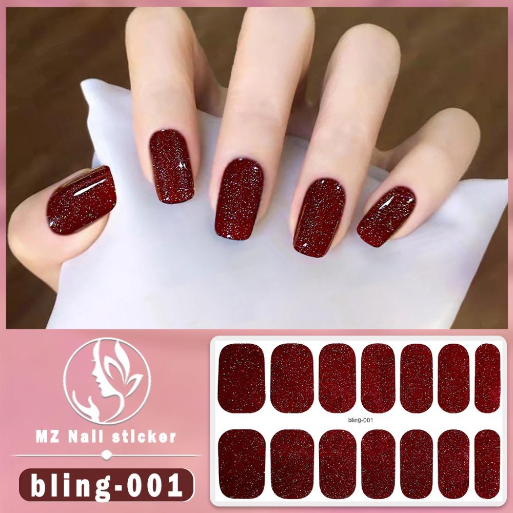 Glittering French Nail Decals 3D Nails Polish Wraps Gel Full Nail Wraps  Salon