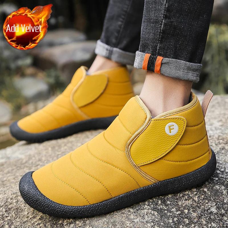 Fashion Slip-On Anti Male Winter Shoes Waterproof Men's Snow Boots Outdoor Hiking Cotton Shoe Fleece New In Fur Brands Comfortable Work