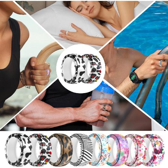 6 шт. Защитное кольцо Smart Ring, совместимое с Oura Ring Gen 3 / Samsung Galaxy Ring, Силиконовое кольцо-чехол для тренировок, Модные узоры -