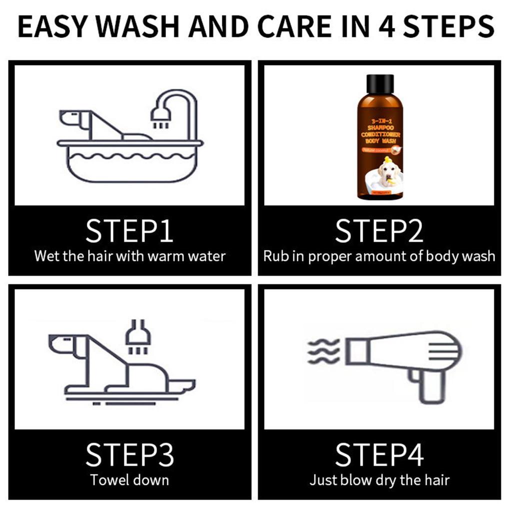 3in1 Dog Shampoo, Conditioner & Body Wash For Cats & Dogs To Resolve Straightness,100ml
