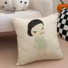 YYoshitomo Nara DDoll Cushion Cover Linen Minimalist Soft Breathable Protective Couch Room Decoration