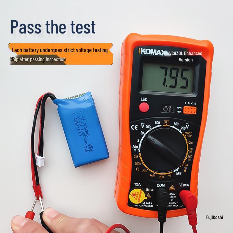 Large Capacity 7.4V Lithium Battery for RC Aircraft, Drone, Car, Speedboat, and Robot (2S).