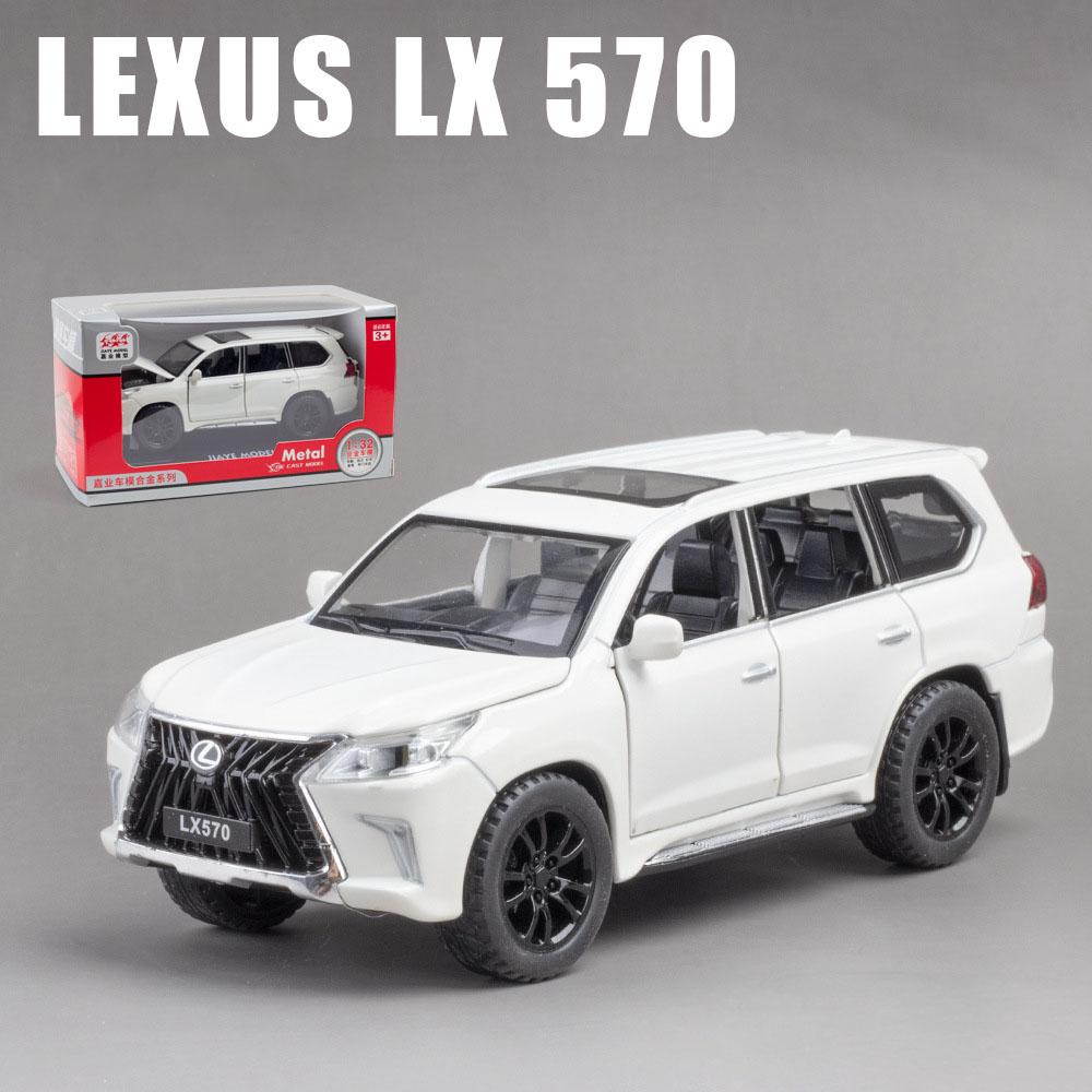1:32-масштабная модель автомобиля Lexus LX570 для бездорожья из сплава, литая под давлением, металлическая игрушка-автомобиль с откатным механизмом со звуком и светом, 6 открытых дверей для детей, коллекция подарков для взрослых