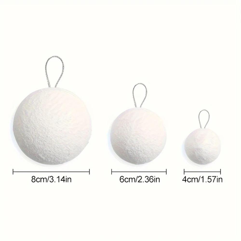 6pcs Round White Foam Christmas Balls 4/6/8CM Xmas Tree Hanging Pendant  New Year Gift