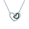 [J3127] - Silver Necklace 'Love Divine' Black White (rhodium Plated) - 22x18 Mm