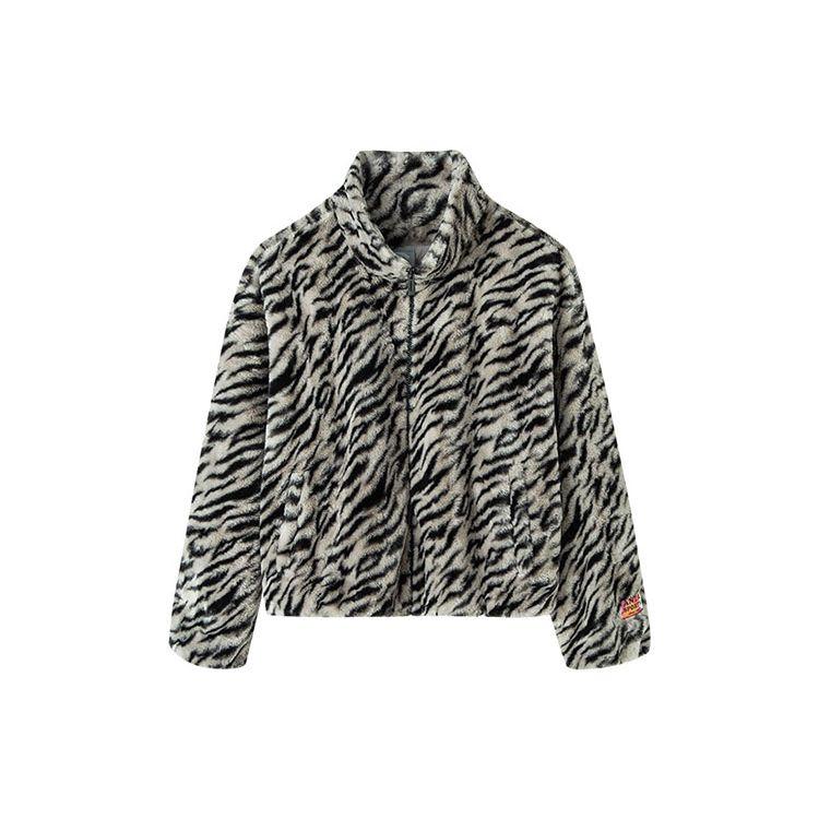 Anta Life Series Tiger Spirit Stand Collar Zebra Print Jacket Women Jacket Black 162218712-1