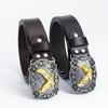 Vintage Cowhide Leather Eagle Belt - Western Cowboy Style for Youth & Stylish Guys