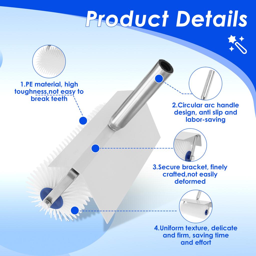 Spiked Roller Spiked Screeding Compound Roller Reusable Self Leveling Screed Rollers Brush with Splash Guard for Bubble Removal