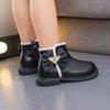 2024 Детская мода для девочек короткие ботинки классические с боковой молнией черные классические элегантные туфли принцессы весна осень новые повседневные с круглым носком