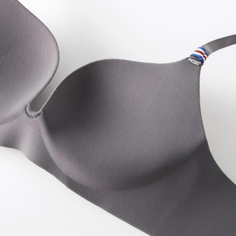 Бюстгальтер со сборками Тонкая секция без стального кольца Цельный бесшовный бюстгальтер со сборками Однотонный эластичный бюстгальтер с тонкими подкладками