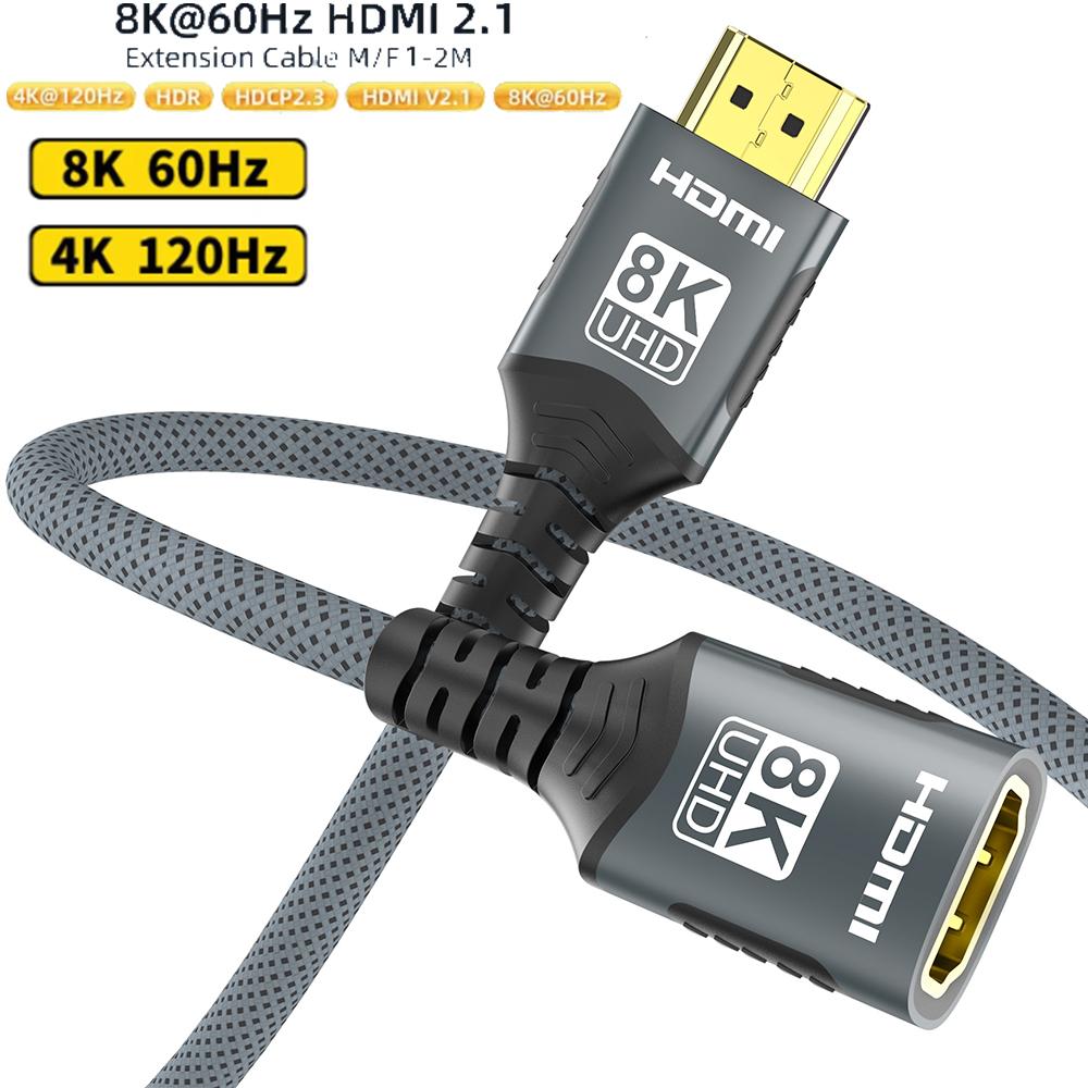 Удлинительный кабель HDMI 2.1 8K Кабель HDMI 2.1 Удлинитель Папа-Мама 8K@60Гц 4K@120Гц Для HDTV RTX PS5 Xbox HDR Видео ПК Ноутбук