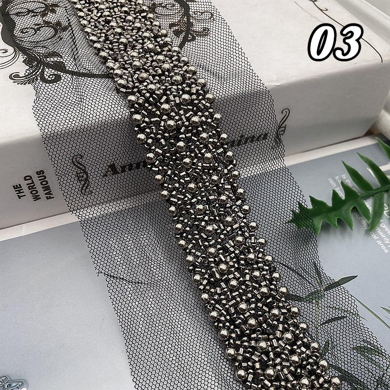 Кружевная лента с бисером Кружевная ткань Отделка бахромой из бисера Вышитая отделка воротника Африканская кружевная ткань Шитье DIY поделки