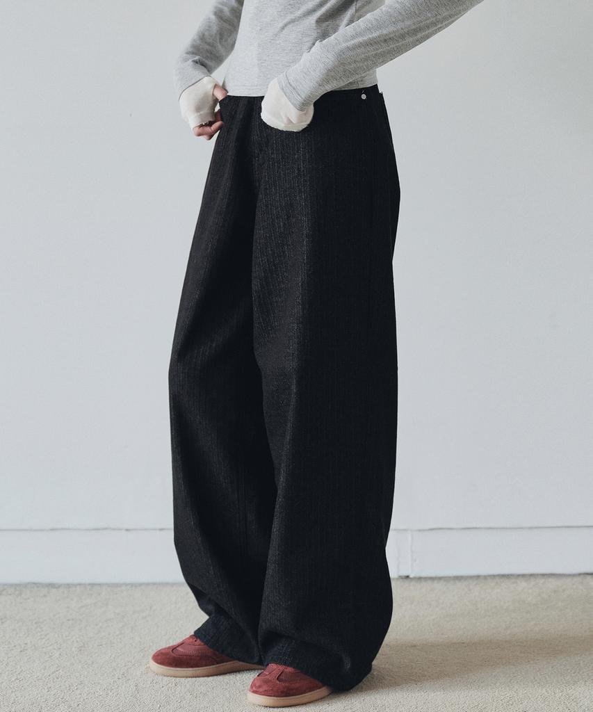 NEEV Fleece Non-Fade Wide Denim Pants (Black)