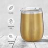 Кружка-тамблер из нержавеющей стали | Кофейная кружка | Двойные стенки, непротекающая кружка-сиппер с крышкой для горячих и холодных напитков | Одобрено BIS | 300 мл (Золотая отделка)