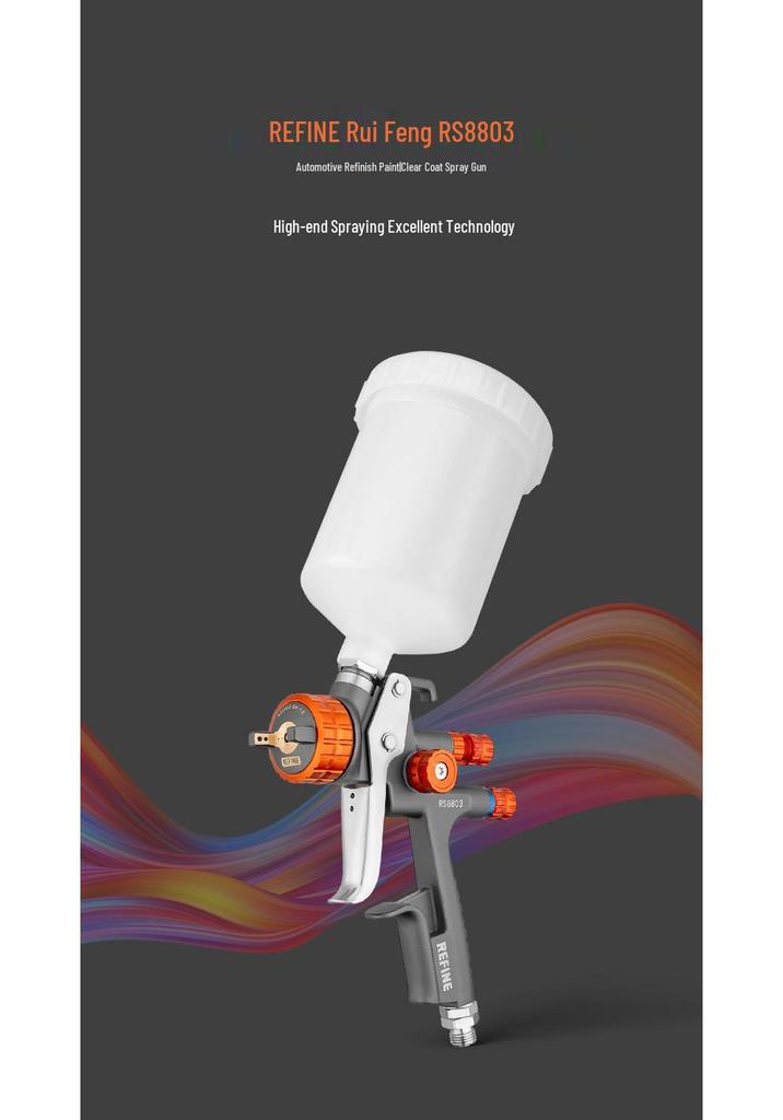 Ruifeng RS8803 1.3mm Automotive Topcoat Spray Gun, High Atomization for Sheet Metal