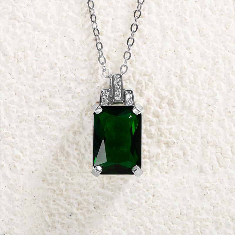 BELLA BOX Роскошный 925 посеребренный изумрудный кулон, аксессуары для свадьбы и помолвки, женское ожерелье для женщин, ювелирные изделия для вечеринок