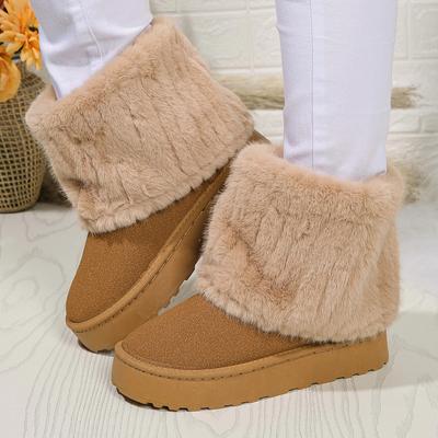 Обувь для женщин зимние женские сапоги черные с круглым носком из цельного флоксового плюша теплые на среднем каблуке водонепроницаемые повседневные зимние сапоги для женщин