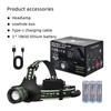 60W High Power Spotlight Long Range Headlamp Type-C Charging 5 Lighting Modes Wave Hand Induction Flashlight Output For Camping