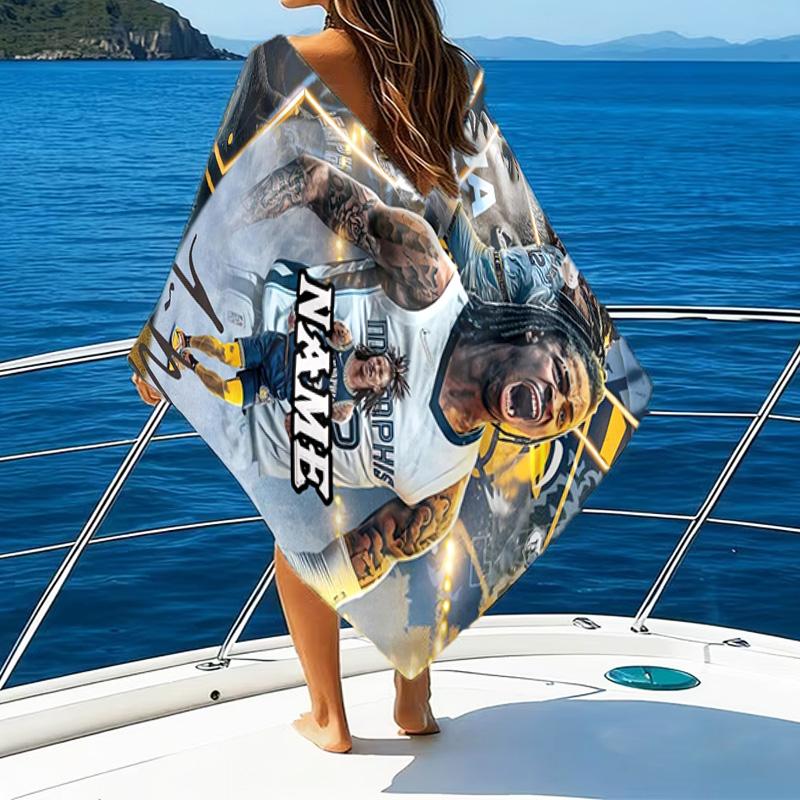Custom Name Morant Team Spirit Microfiber Beach Towel Super Soft & Absorbent for Bath, Beach, Travel Bath Time Accessory, Fan gifts