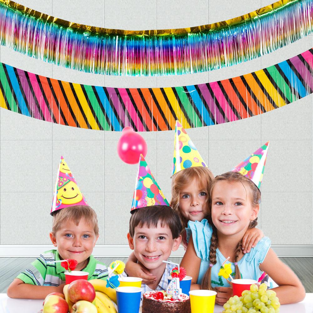 Eye-catching Vertical Stripe Dark Color Rainbow Banner For Festive Party Atmosphere