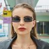New Rectangular Sunglasses Rimless Men Metal Fashion Square Sun Glasses For Women Gradient Lens Frameless UV400 Gafas