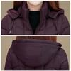Women's Solid Color Long Down Jacket  Quilted Coat Women's Winter Padded Down Jacket Hooded Down Jacket with Warm Stand-up Collar