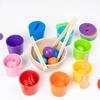 Montessori Wooden Educational Color Cognitive Classification Cup Baby Sensory Color Matching Cup Stacking Toys for Kids